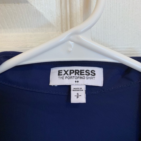 Express Portofino Navy Crepe Work Shirt S - Picture 3 of 4